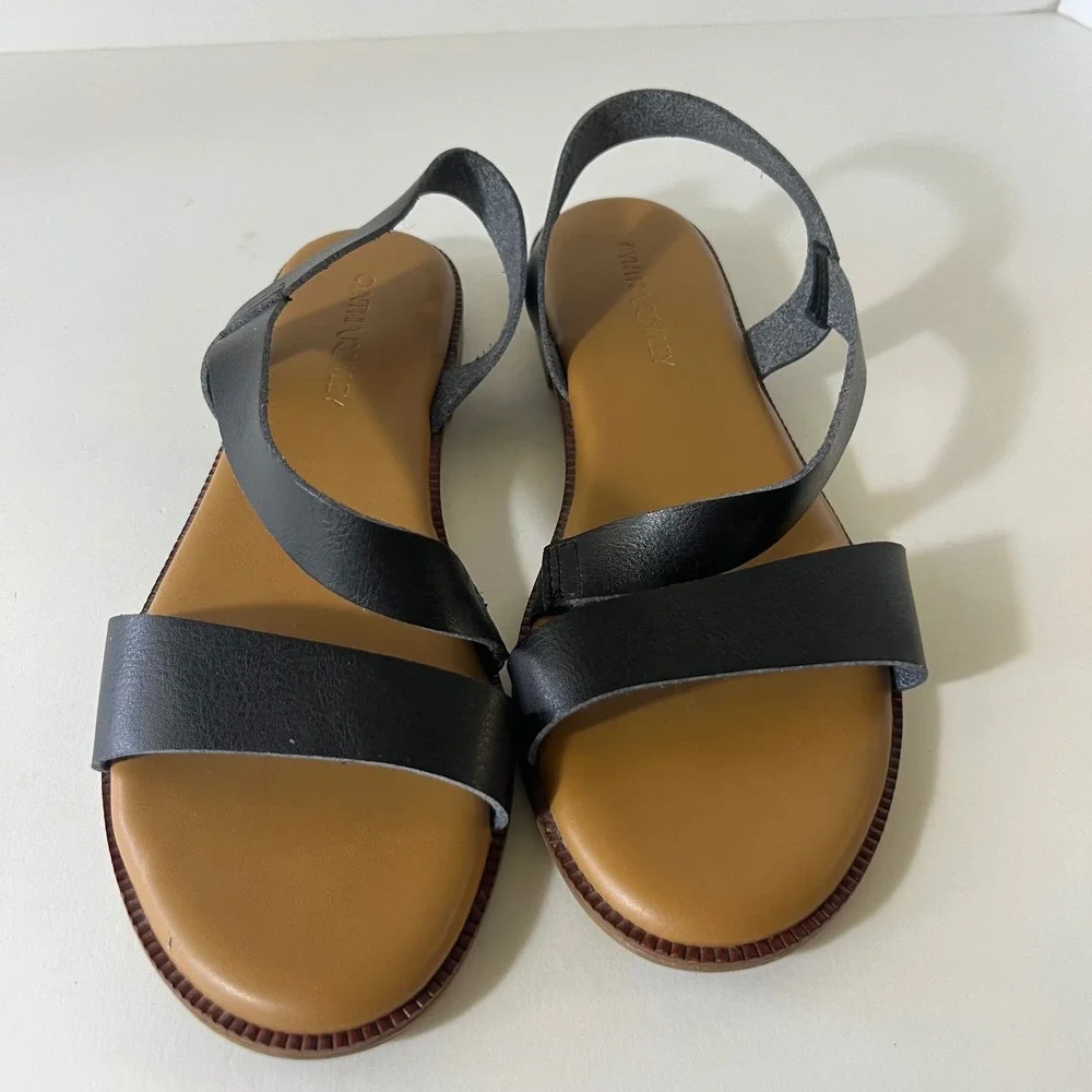 Cynthia Rowley Black Strappy Slingback Flat Sandals Womens Size 9 Low Heel